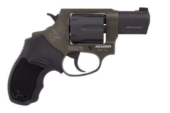 Taurus 856 Ultra Lite 38 Special Revolver with an OD green frame.
